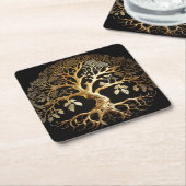 Golden Tree of Life Yggdrasil Kartonnen Onderzetters (Schuin)