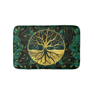 Golden Tree of Life Yggdrasil op Malachite Badmat
