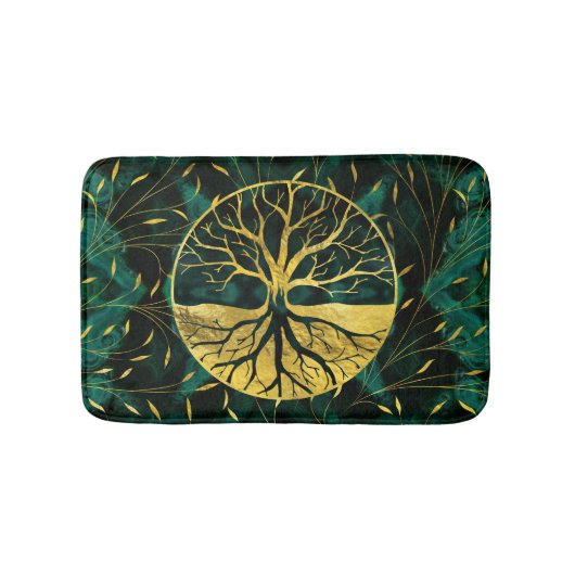 Golden Tree of Life Yggdrasil op Malachite Badmat (Voorkant)