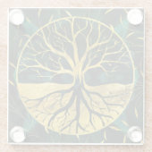 Golden Tree of Life Yggdrasil op Malachite Glazen Onderzetter (Achterkant)