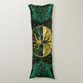 Golden Tree of Life Yggdrasil op Malachite Lichaamskussen (Voorkant Verticaal)