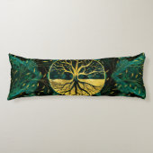 Golden Tree of Life Yggdrasil op Malachite Lichaamskussen (Voorkant)