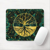 Golden Tree of Life Yggdrasil op Malachite Muismat (Met muis)