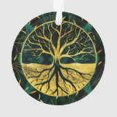 Golden Tree of Life Yggdrasil op Malachite Ornament (achterkant)