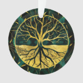 Golden Tree of Life Yggdrasil op Malachite Ornament (voorkant)