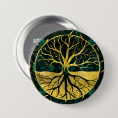 Golden Tree of Life Yggdrasil op Malachite Ronde Button 7,6 Cm (Voorkant /achterkant)