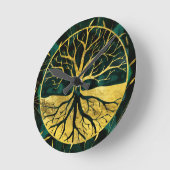 Golden Tree of Life Yggdrasil op Malachite Ronde Klok (Hoek)