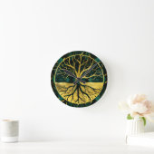 Golden Tree of Life Yggdrasil op Malachite Ronde Klok (Huis)