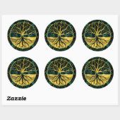 Golden Tree of Life Yggdrasil op Malachite Ronde Sticker (Vel)