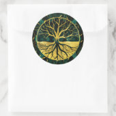 Golden Tree of Life Yggdrasil op Malachite Ronde Sticker (Tas)