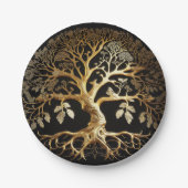 Golden Tree of Life Yggdrasil Papieren Bordje (Voorkant)