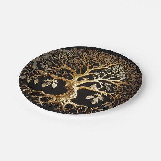 Golden Tree of Life Yggdrasil Papieren Bordje (Gekanteld)
