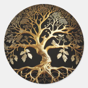 Golden Tree of Life Yggdrasil Ronde Sticker