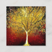 Golden Tree op een rode achtergrond Vierkante Visitekaartje (Voorkant)