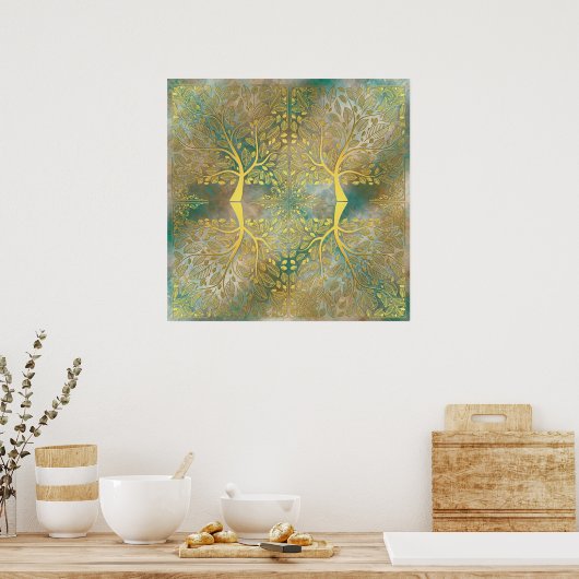 Golden Tree Reflection op Poster (Keuken)