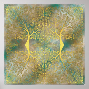Golden Tree Reflection op Poster