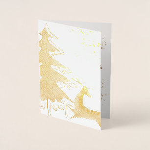 Golden Tree Star 1st kerstbeste foto van vader Folie Kaarten