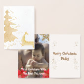 Golden Tree Star 1st kerstbeste foto van vader Folie Kaarten (Display)