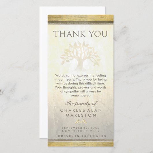 Golden Tree Sympathie Hartelijk dank Bedankkaart (Voorkant / Achterkant)