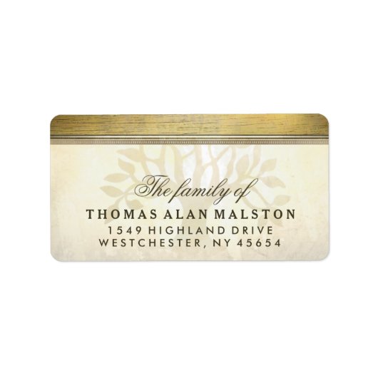 Golden Tree Sympathy Bijpassende Adresetiketten Etiket (Voorkant)