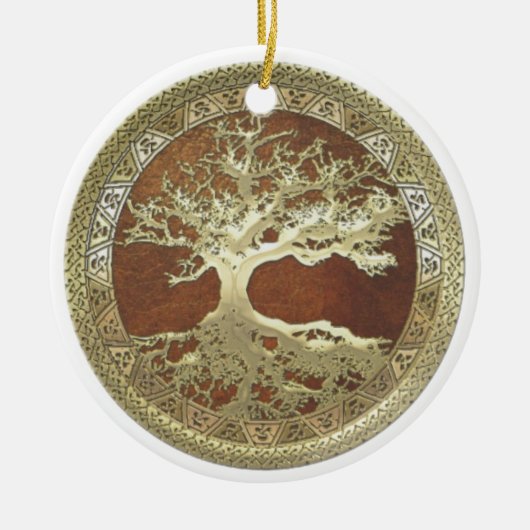 GOLDEN TREE VAN HET LEVEN KERAMISCH ORNAMENT (Voorkant)