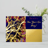 Golden Tree veelkleurige bladeren / nieuwjaarsfees Folie Uitnodiging (Staand Voorkant)