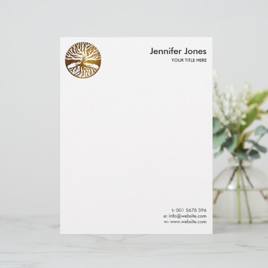 Golden Tree-Yggdrasil Briefhoofd (Staand voorkant)