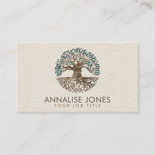 Golden Tree - Yggdrasil - Marble Leaves Visitekaartje (Voorkant)