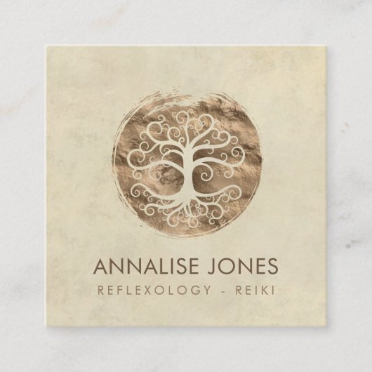 Golden Tree - Yggdrasil Vierkante Visitekaartje (Voorkant)