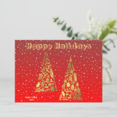 Golden Trees Vakantie Kerst Kaart (Staand voorkant)