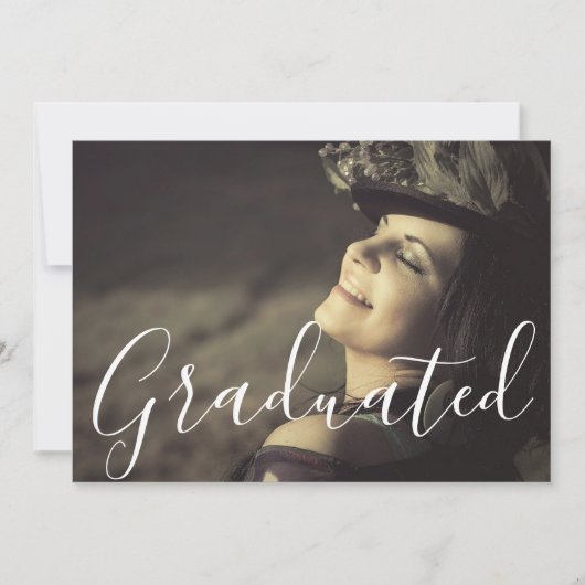 Golden Trendy Script Graduated Photo Afstuderen Kaart (Voorkant)