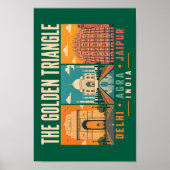 Golden Triangle India Illustration Vintage Poster (Voorkant)