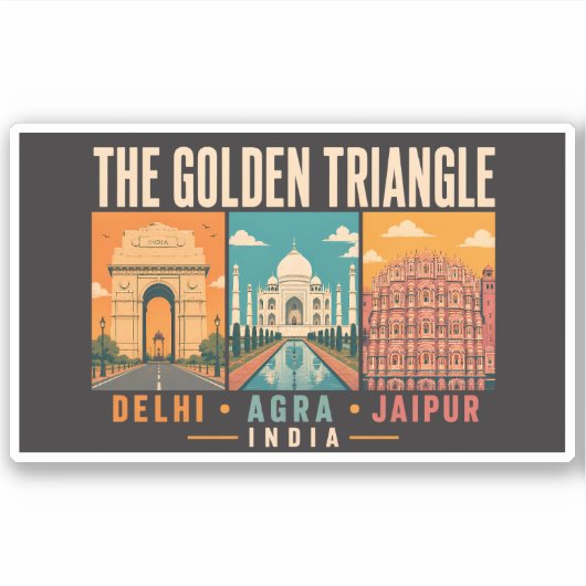 Golden Triangle India Illustration Vintage Sticker (Voorkant)