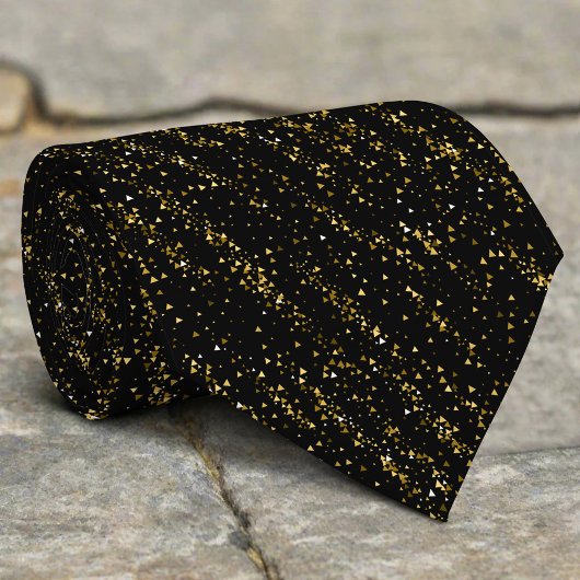 Golden Triangle Stippen Black Achtergrond Shiny Lu Stropdas