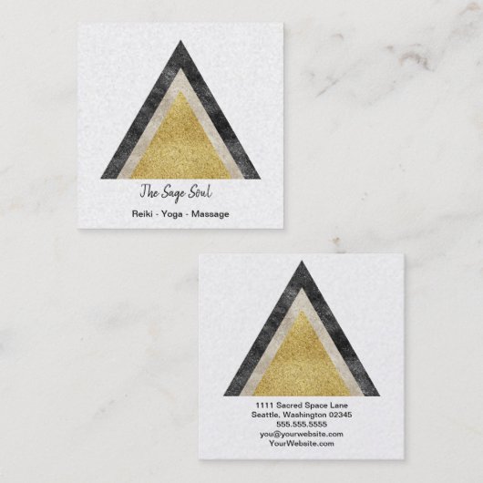 Golden Triangles Simulate Folie en Glitter Vierkante Visitekaartje (Voorkant / Achterkant)