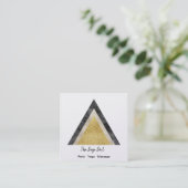 Golden Triangles Simulate Folie en Glitter Vierkante Visitekaartje (Staand voorkant)
