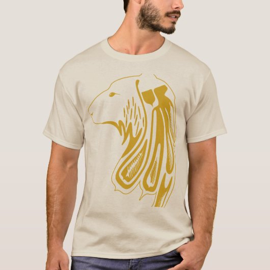 Golden Tribal Wolf Head – Luxe dierendesign T-shirt (Voorkant)