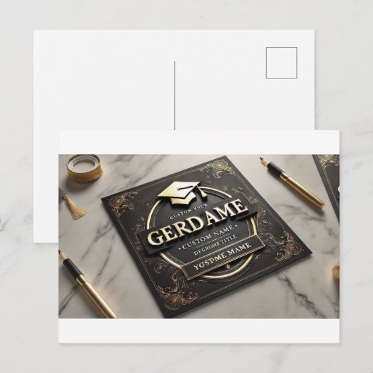 Golden Triumph: Luxe Afstuderen Kaart (Voorkant / Achterkant)