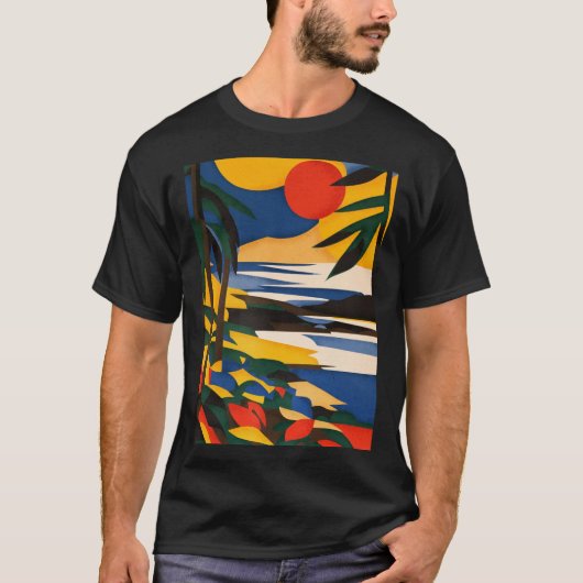 Golden Tropic Horizon grafisch T-shirt (Voorkant)