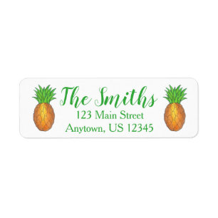 Golden Tropical Hawaiian Island Pineapple Fruit Etiket
