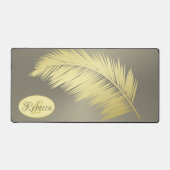 Golden Tropical Palm-bladeren Monogram Bureaumat (Voorkant)