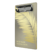 Golden Tropical Palm-bladeren Monogram Mini Klembord (Angled2)