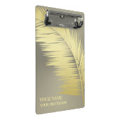 Golden Tropical Palm-bladeren Monogram Mini Klembord (Schuin)
