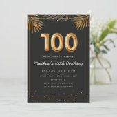 Golden Tropical Palm Leaves 100th Birthday  Kaart (Staand voorkant)