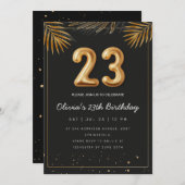Golden Tropical Palm Leaves 23th Birthday Kaart (Voorkant / Achterkant)