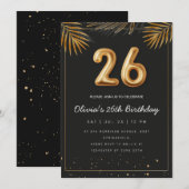 Golden Tropical Palm Leaves 26th Birthday  Kaart (Voorkant / Achterkant)