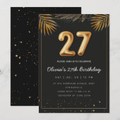 Golden Tropical Palm Leaves 27th Birthday  Kaart (Voorkant / Achterkant)