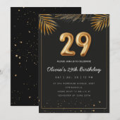 Golden Tropical Palm Leaves 29th Birthday  Kaart (Voorkant / Achterkant)