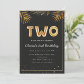  Golden Tropical Palm Leaves 2nd Birthday  Kaart (Staand voorkant)