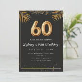 Golden Tropical Palm Leaves 60th Birthday Kaart (Staand voorkant)